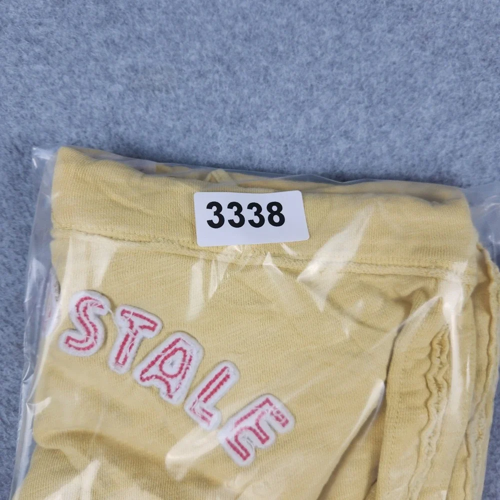 Aeropostale Sweat Shorts Men Small Yellow Logo Applique Stretch Drawstring Waist